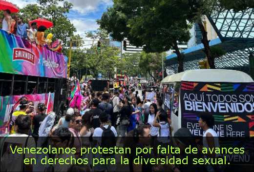 Venezolanos protestan por falta de avances en derechos para la diversidad sexual. 