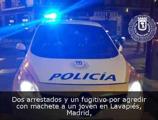 Dos arrestados y un fugitivo por agredir con machete a un joven en Lavapiés, Madrid