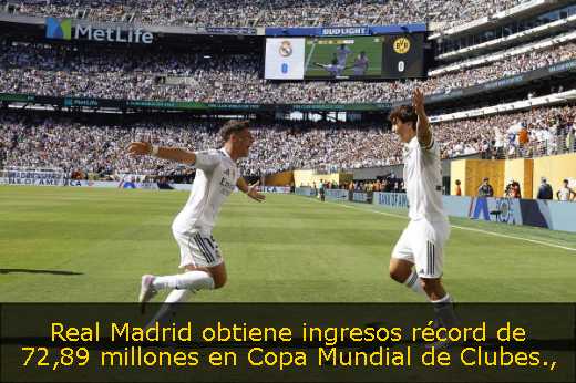 Real Madrid obtiene ingresos récord de 72,89 millones en Copa Mundial de Clubes