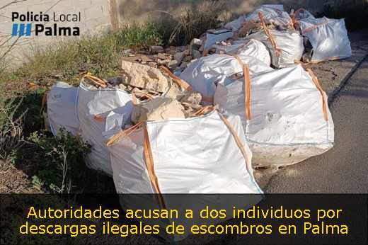 Autoridades acusan a dos individuos por descargas ilegales de escombros en Palma 