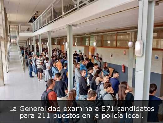 La Generalidad examina a 871 candidatos para 211 puestos en la policía local