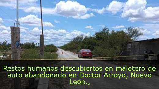 Restos humanos descubiertos en maletero de auto abandonado en Doctor Arroyo, Nuevo León