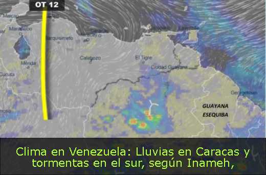 Clima en Venezuela: Lluvias en Caracas y tormentas en el sur, según Inameh