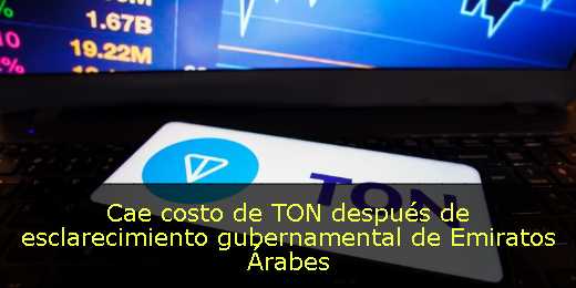 Cae costo de TON después de esclarecimiento gubernamental de Emiratos Árabes 