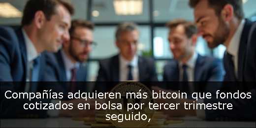 Compañías adquieren más bitcoin que fondos cotizados en bolsa por tercer trimestre seguido