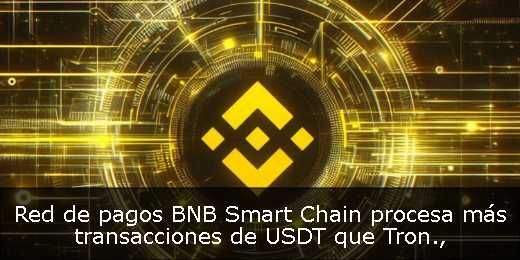 Red de pagos BNB Smart Chain procesa más transacciones de USDT que Tron