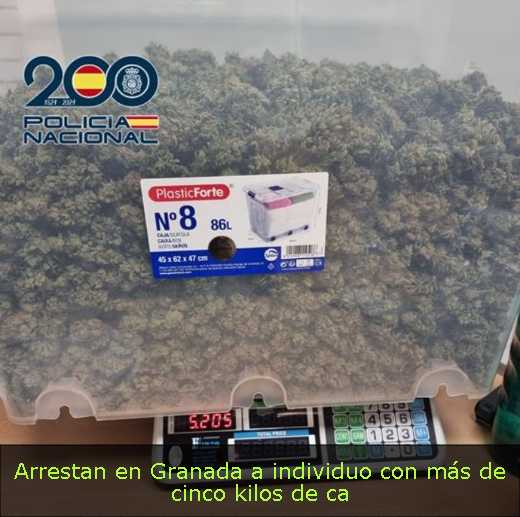 Arrestan en Granada a individuo con más de cinco kilos de ca