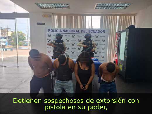 Detienen sospechosos de extorsión con pistola en su poder