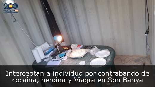 Interceptan a individuo por contrabando de cocaína, heroína y Viagra en Son Banya 