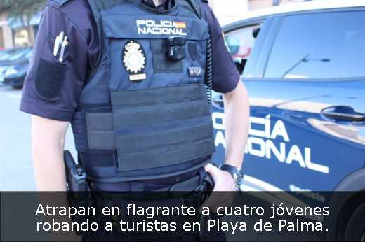 Atrapan en flagrante a cuatro jóvenes robando a turistas en Playa de Palma
