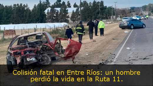 Colisión fatal en Entre Ríos: un hombre perdió la vida en la Ruta 11