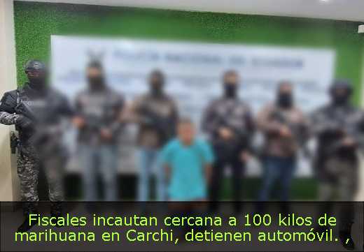 Fiscales incautan cercana a 100 kilos de marihuana en Carchi, detienen automóvil. 