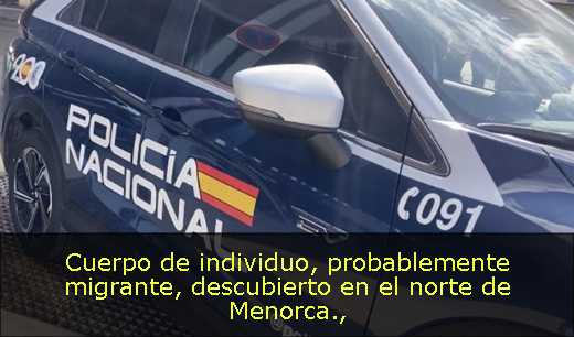 Cuerpo de individuo, probablemente migrante, descubierto en el norte de Menorca