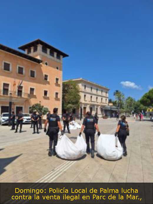 Domingo: Policía Local de Palma lucha contra la venta ilegal en Parc de la Mar